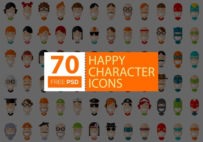 70 Happy Character Icons